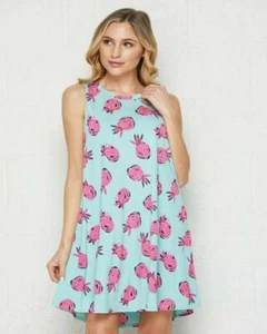 Sunshine and Pineapples Print Sleeveless Swing Dress - Picture 1 of 6