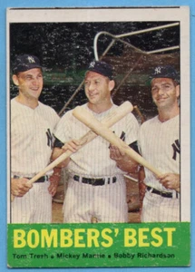 1963 Topps #173 Bomber's Best VG-VGEX MISCUT Mickey Mantle A3837 - Picture 1 of 2