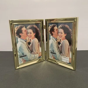 Malden Double 5x7 Gold Plated Side-by-Side Picture Photo Frame New Old Stock - Picture 1 of 10