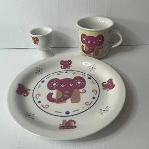 Maxwell & Williams 3 Pce Childrens Porcelain Set - Miss Ellie Elephant Plate Mug - Picture 1 of 7