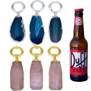 Blau/Rosa Kristall Azurit Achat Stein Druzy Geode Neuheit Bier Flaschenöffner - Bild 1 von 5