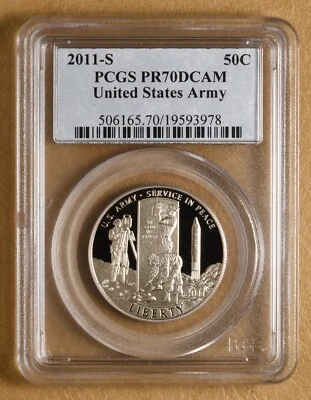 2011 S Proof United States Army Commemorative Half Dollar PCGS PR70DCAM - Image 1 of 2