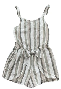 Abercrombie girls ruffle strap striped woven romper with bow 9-10 - Picture 1 of 2
