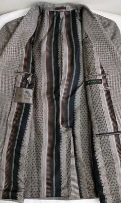 Etro Milano Mens Houndstooth Wool-Cashmere 2 Button Sport Coat Size 42 - Image 1 of 4