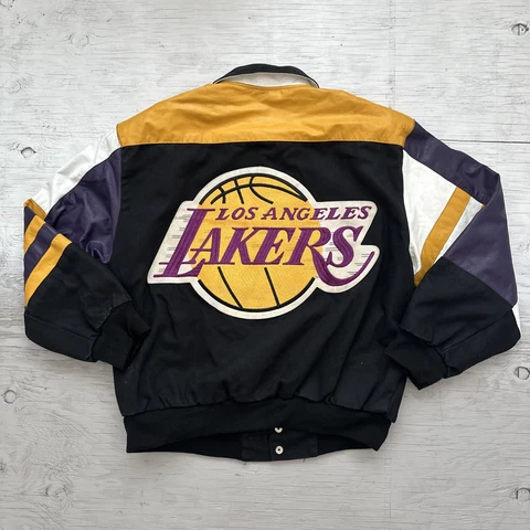 VTG 90s NBA Los Angeles Lakers Jeff Hamilton Basketball Jacket Sz Large USA Made Cover