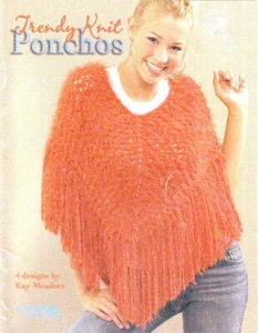 Knitting Leisure Arts TRENDY KNIT PONCHOS 4 Designs by Kay Meadors Booklet NEW - Picture 1 of 2