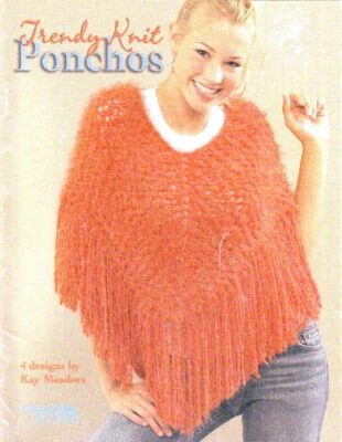 Knitting Leisure Arts TRENDY KNIT PONCHOS 4 Designs by Kay Meadors Booklet NEW - Image 1 of 2