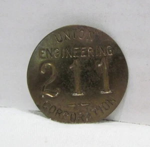 UNION ENGINEERING CORPORATION VINTAGE METALL MITARBEITER ABZEICHEN #211 PINBACK BUTTON - Bild 1 von 2