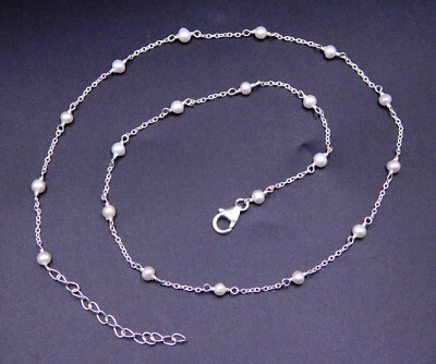 Collana Di Perle Naturali In Argento Sterling 925 Con Gemme, Dimensione 20" - Immagine 1 di 4