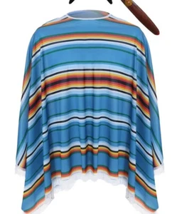 PONCHO SOMBRERO MESSICANO SIGARO UOMO MESSICO VESTITO ELEGANTE COSTUME ADDIO AL CELIBATO VESTITO - Foto 1 di 2