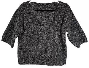 Uniqlo Sweater Small Short Sleeve Blocky Oversized Black White Cotton Blend - Picture 1 of 10