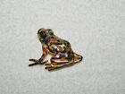 Cool Colorful Enamel & Rhinestone & Goldtone Frog Brooch Pin
