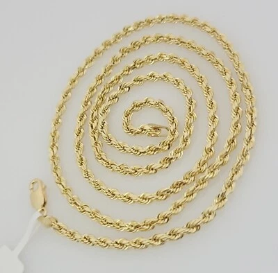 10K Yellow Gold Rope Chain Necklace 3mm 20" Choker REAL 10kt For Men & Women - Image 1 of 4