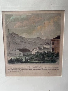 Nice Mid 1800s Antique Art Engraving Salt Lake City Utah Home of Brigham Young - Picture 1 of 5