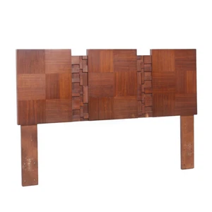 Lane Brutalist Mid Century Walnut Queen Headboard - Picture 1 of 6