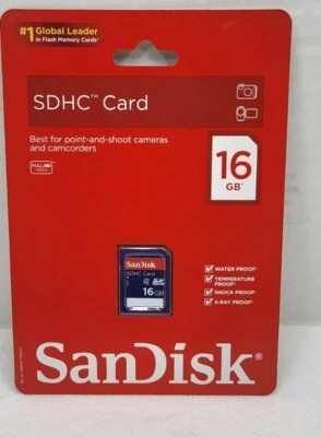 Sandisk SDHC Card Class 4 16 GB Water, Temp, Shock & Xray Proof Card  - Image 1 of 2
