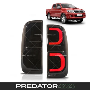 BLACK REAR LED SMOKED TINTED TAIL LIGHTS LAMPS PAIR FOR TOYOTA HILUX VIGO 05-15 - Afbeelding 1 van 10