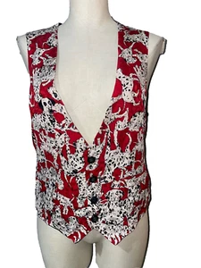 Nicole Miller 1992 Vintage Women's Silk Vest Dalmatian Dog Unique Pattern - Picture 1 of 10