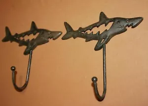 Shark Lovers Christmas Gifts Stocking Stuffers, Wall Hooks, Cast Iron, N-37 - Picture 1 of 12