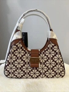 NWT Kate Spade- Spade Flower Jacquard Nouveau Small Shoulder Bag Burgundy - Picture 1 of 16