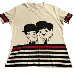 Vintage Laurel & Hardy T-Shirt Size Small/Medium Striped Pop Art Single Stitch - Picture 1 of 8