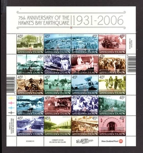 M29044 Neuseeland 2006 75th Anniv Hawkes Bay Erdbebenblech UMM Sg 2848a - Bild 1 von 1