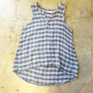 CP SHADES blau-weiß kariertes Baumwoll-Tanktop - Bild 1 von 4