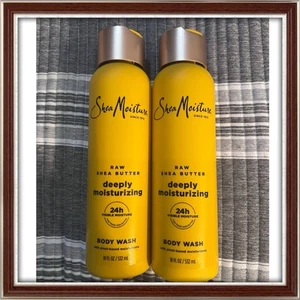 2X SHEA MOISTURE Raw Shea Butter Deeply Moisturizing body wash 18 fl oz. each - Picture 1 of 2