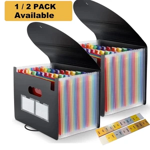 24 Taschen Akkordeon Datei Organizer Dicker & Stabil, Freistehend Datei Papier Fol - Bild 1 von 12