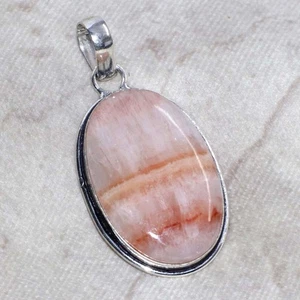 925 Silver Plated Orange Lace Calcite Ethnic Pendant Jewelry Size 2" GW - Picture 1 of 3
