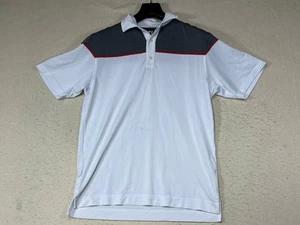 FOOTJOY FJ Polo Golf Shirt Short Sleeve White Red Blue Size Medium Men See Flaws - Picture 1 of 11