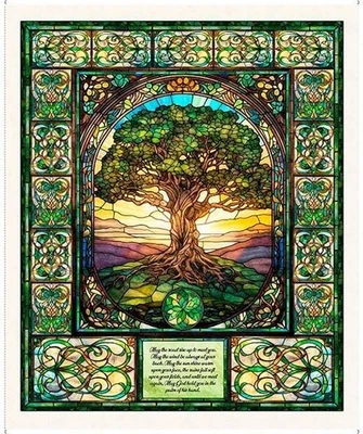 Spirit of Ireland Tree of Life with The Famous Irish Prayer Cotton Fabric Panel - Image 1 of 2