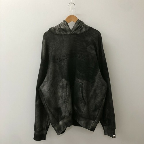 A BATHING APE (BAPE) Felpa con cappuccio pullover uomo usata scimmia da bagno rivestita logo goffrato vestibilità rilassata