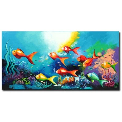 ORIGINAL Acryl Bild Gemälde Fisch Abstrakt Malerei Kunst Modern Tiere HANDGEMALT - Bild 1 von 4