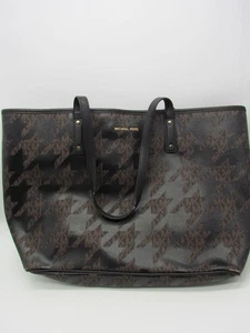 Michael Kors Carter Large Open Tote Bag Black/Brown - Picture 1 of 6