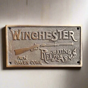 Winchester Repeating Arms Solid Brass Plaque Raised Lettering (6.75" x 3.75") - Picture 1 of 4