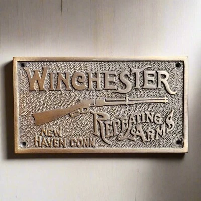 Winchester Repeating Arms Solid Brass Plaque Raised Lettering (6.75" x 3.75") - Image 1 of 4