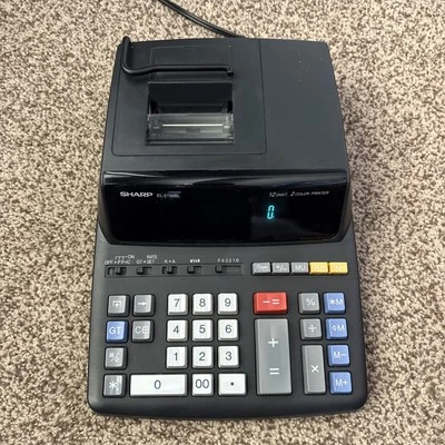 Sharp EL-2196BL 12-Digit Black Desk 2-Color Printing Calculator TESTED - Image 1 of 4