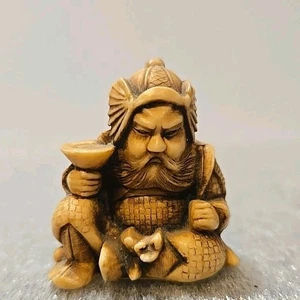 Netsuke Japanese Detailed Carved Resin Jurojin Lucky gods Figure - Picture 1 of 11