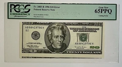 1995 $20 Federal Reserve Note – PCGS 65 PPQ GEM UNC – Certified ERROR Note - Image 1 of 4