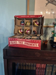 Vintage American Made Papier Neuheit Glas Christbaumschmuck geätzt MCM 11 - Bild 1 von 13