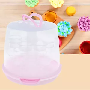 3 Tier Plastic Cake Box Carrier Cupcake Storage Box Container Pink +Lid Lockable - Picture 1 of 12