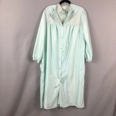 Conjunto de Roupão Barbizon Chemise Vintage Feminino M Bordado Verde Perfeito Cetim Líquido - Imagem 1 de 4