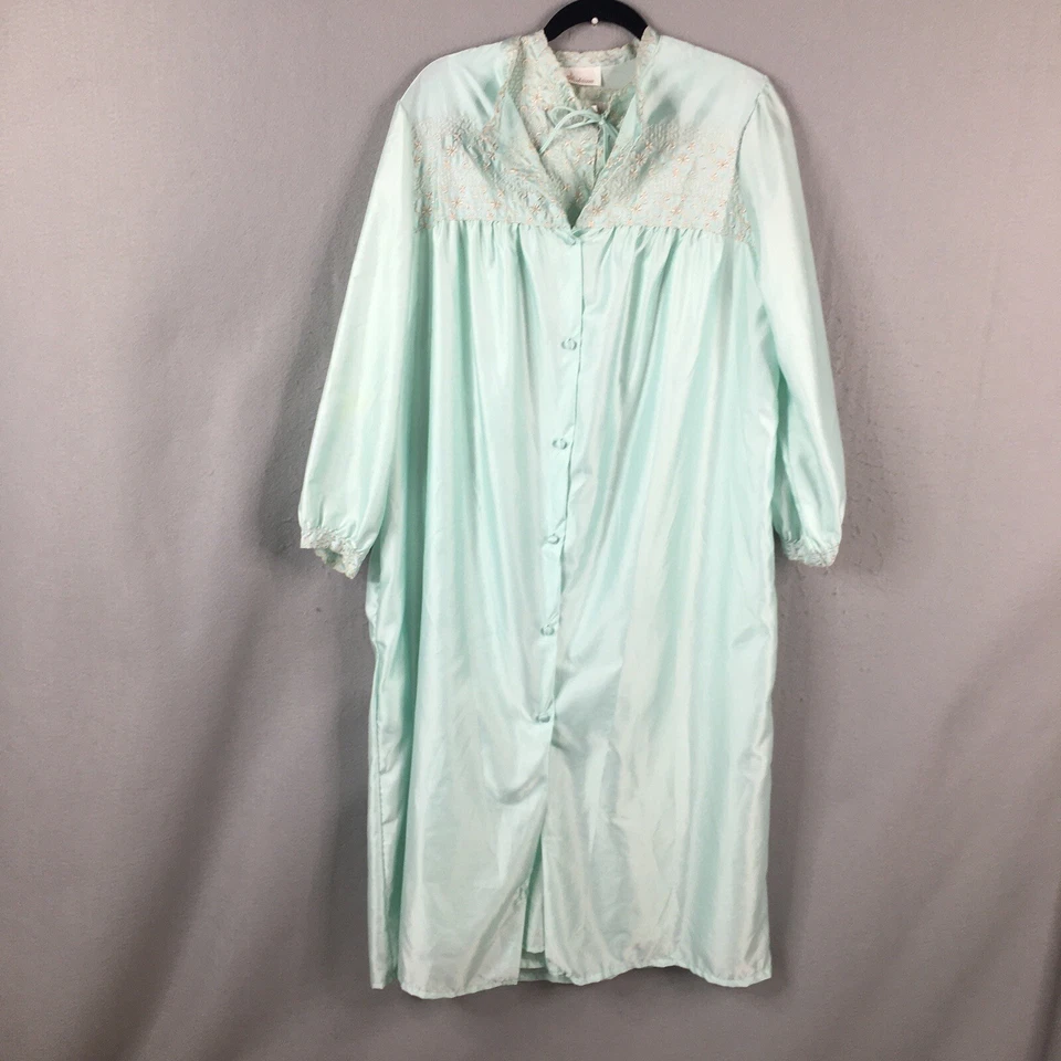 Conjunto de bata vintage Barbizon Chemise para mujer M verde menta bordado satinado líquido Foto 1 de 4