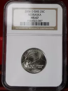 2006 D Washington Quarter Nebraska State NGC MS67 ~FREE SHIPPING~ #457 - Picture 1 of 4