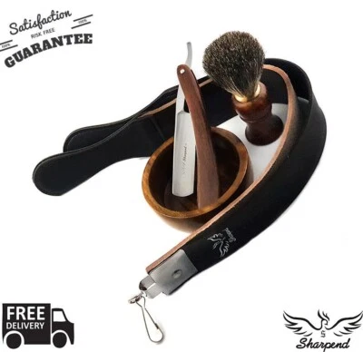OLD STYLE BARBER SALON STRAIGHT CUT THROAT SHAVING RAZOR Gift Set Luxury Kit - image 1 of 4