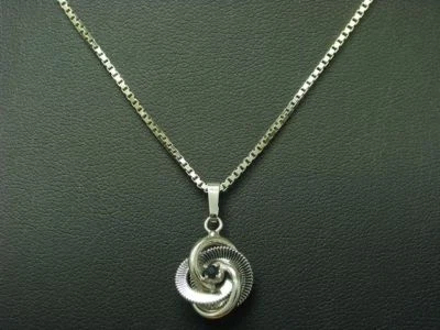 925 Argento Sterling Collana Pendente Con Sint. Zaffiro Ricoperto/5,7g/40,1cm - Immagine 1 di 3