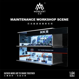 1/64 Diorama City Car Garage Model LED Lighting Car Tuning Workshop Scene Model - Picture 1 of 22