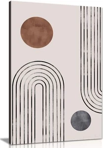 Black & Brown Nordic Grahphics Framed Canvas Print Wall Art Home Decor - Afbeelding 1 van 6