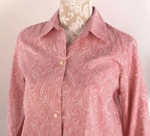 Orvis Womens sz 6 Pink Paisley Pattern Button Down Shirt Blouse Cotton Blend EUC - Picture 1 of 11
